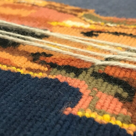 Vtg 1970s Completed Needlepoint Violin Instrument Sheet Music Wall Hanging Decor - Picture 6 of 16